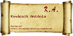 Kovácsik Antónia névjegykártya